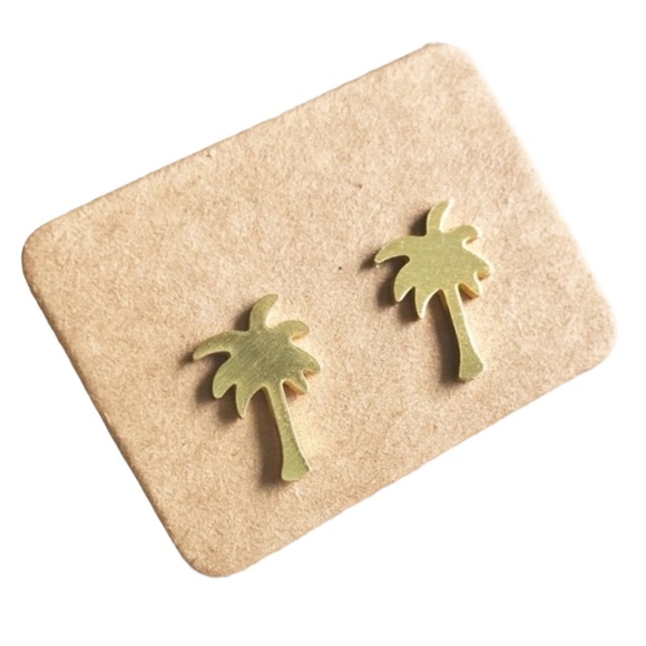 Gold Palm Tree Earrings - Picture 1 of 5